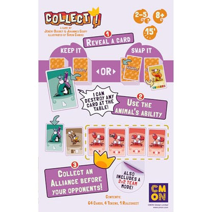 Collect! Card Game | Fast-Paced Animal Strategy & Bluffing Game, Easy to Learn Jungle-Themed Fun for Kids & Adults, Ages 8+, 2-5 Players, 15 Mins