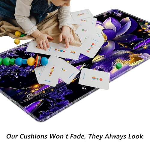 Purple Lotus Flower Blooms for MTG & TCG Playmat Mouse Pad,BFDHGQZC 24" x 14" Game Mat for MTG/RPG/CCG Trading Card Game Playmats Table Mat Perfect for Card Games Video Games Computer Office - color: Purple Lotus Flower Blooms