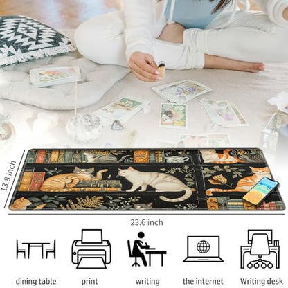 Cats and Bookshelves for MTG & TCG Playmat Mouse Pad,BFDHGQZC 24" x 14" Game Mat for MTG/RPG/CCG Trading Card Game Playmats Table Mat Perfect for Card Games Video Games Computer Office - color: Cats and Bookshelves