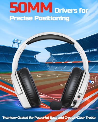 BINNUNE Xbox Wireless Gaming Headset with Mic, Lightweight Over-Ear Comfort for Long Gaming Sessions, Low Latency Wireless + Bluetooth, Flip-to-Mute Noise Cancelling Mic, 50mm Drivers, 40H Battery - color: White, style: For Xbox