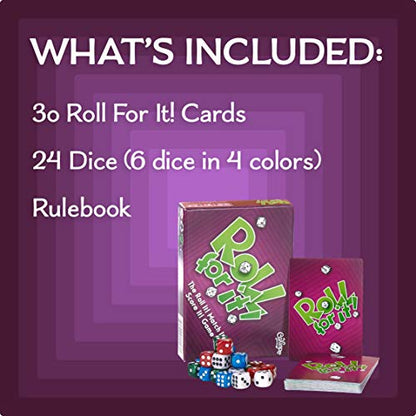 Roll for It! Purple Edition, Fast Dice Rolling Card Game, 2-4 Players | Race to 40 Points, 15 to 20 Minute Gameplay, Combine with Red Edition for up to 8 Players, For Friends and Family Ages 8+ - color: Purple
