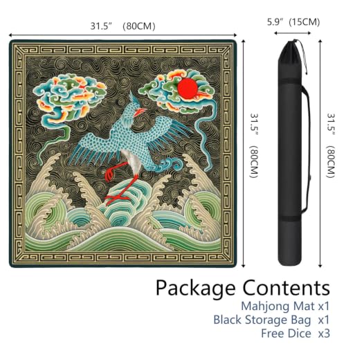 Albert Racine Famous Painting Mahjong Mat for Table, 31.5*31.5in Anti Slip American Mahjong Table Cloth, Noise Reduction, Neoprene Mah jongg Mat with Carrying Bag & 3 Dices for Board Tile Games Mats - color: Floral08