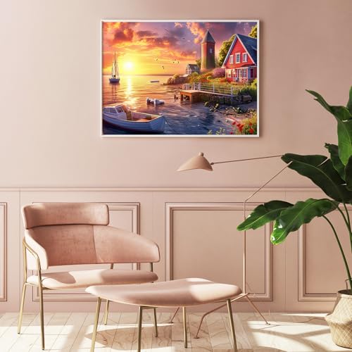 Puzzles for Adults 1000 Pieces,Colourful Harbour View Jigsaw Puzzle with 1:1 HD Poster, Perfect Interlocking No Dust, Stress Relief Ideal Gift for Family Games - color: Colourful Harbour View