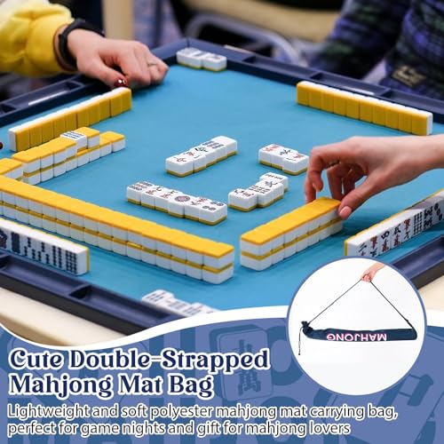 35 Inch Long Mahjong Mat Bag Waterproof Mahjong Mat Storage Carrying Bag Double Strapped Polyester Drawstring Lightweight Holder for Board Games Storage-mat Not Included(Navy Blue) - color: Navy Blue