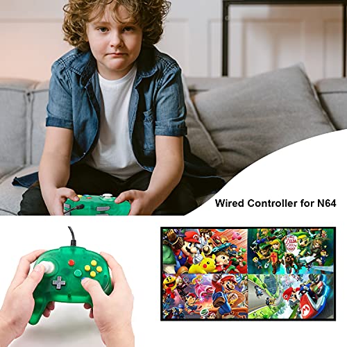 KIWITATA Mini N64 Wired 64-bit Game Controller for Retro Original N64 Console Clear Blue - color: Transparent