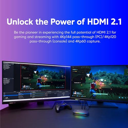 AVerMedia 4K60 Capture Card with HDMI 2.1, Low Latency, 4K144/4K120 Passthrough, Game Capture Device for PS5, PS5 Pro, Xbox, Switch, Streaming on Twitch, OBS on Mac & PC, GC553G2 Live Gamer Ultra 2.1