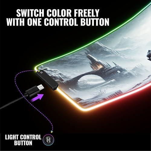 Gaming Mouse Pad - Desk Mat Gaming Mouse Pad, 90x40 Medium Extra Large Extended Big Long Huge XL XXL and XXXL RGB LED Light Mousepad for a Computer, PC Mats Mousepads Frostblade Warrior - color: Frostblade Warrior