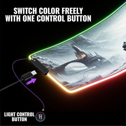 Gaming Mouse Pad - Desk Mat Gaming Mouse Pad, 90x40 Medium Extra Large Extended Big Long Huge XL XXL and XXXL RGB LED Light Mousepad for a Computer, PC Mats Mousepads Frostblade Warrior - color: Frostblade Warrior