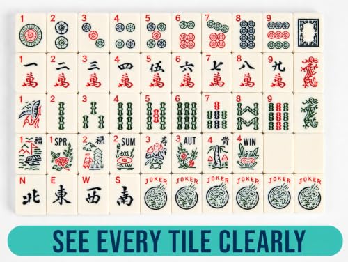 American Mahjong Set with 166 Engraved Ivory Melamine Tiles, Racks with Integrated Pushers, Tile Shufflers, Scorebook & Travel Bag for Easy Setup, Organized Play, Family Game Nights, and Tournaments