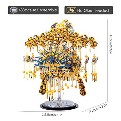 Piececool 3D Puzzles for Adults Metal Model Building DIY Kit-Phoenix Coronet DIY Craft Kits for Teens, Anxiety Relief Puzzle Toys, Great Gift Idea-433 Pcs - style: Classic