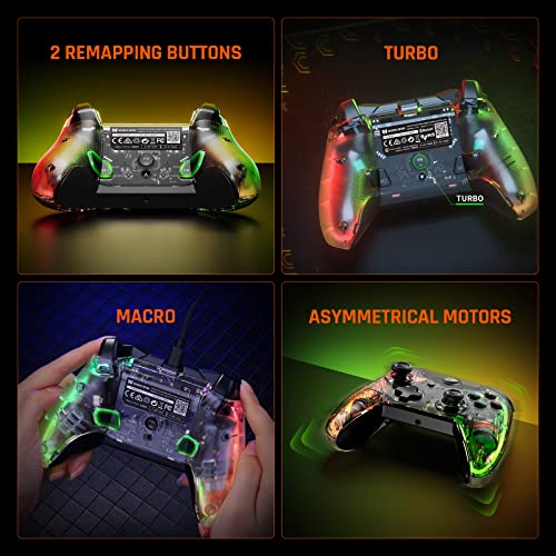 BIGBIG WON Wired Controller, Rainbow Lite PC Controllers for Gaming RGB Light, Custom Buttons, Macro, Turbo, Dual Shock Controller for Switch/Win10&11 PC Game Controller - size: Rainbow Lite