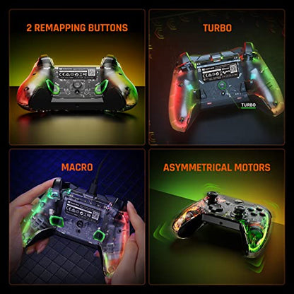 BIGBIG WON Wired Controller, Rainbow Lite PC Controllers for Gaming RGB Light, Custom Buttons, Macro, Turbo, Dual Shock Controller for Switch/Win10&11 PC Game Controller - size: Rainbow Lite