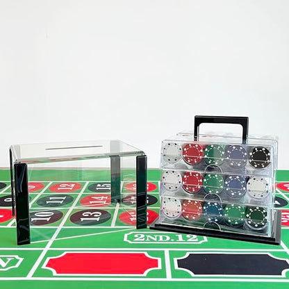 SEETOOOGAMES Poker Chip Tray Rack - Clear Acrylic Casino Chip Holder with lid - Chips Storage Display Case for Texas Hold'em, Blackjack, Gambling, Poker Clubs, Parties or Home Casino Nights - 5 Pack - style: 5pieces-with lids