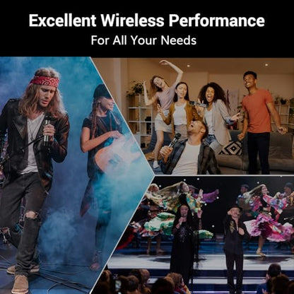 TONOR Wireless Microphones System, 4x10 Channel UHF Wireless Mic, 4 Handheld Adjustable Frequency Metal Cordless Dynamic Mic, Multiset Operation, 90 m Ideal for Karaoke Singing Wedding Church, Silver - style: 4 Mics