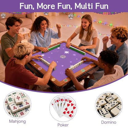 Drydiet Mahjong Mat for Table 31.5 x 31.5 Inch American Mahjong Mat with Carrying Bag, Non-Slip Noise Reduction Table Item for Family Poker Domino Board Game Night & Party Use(Disco Ball) - style: Disco Ball