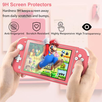TIKOdirect Carrying Case for Nintendo Switch lite, Shockproof Portable Travel Bag with Glitter Galaxy cover, Screen Protectors and Cute Leaf Thumb Grips Caps, Animal Crossing Pink - color: Animal Crossing Pink
