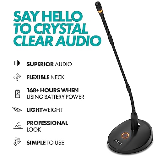 Movo GM-9 Professional 18-inch Gooseneck XLR Podium Microphone for Lectures, Conferences, Streaming, and Video Meetings