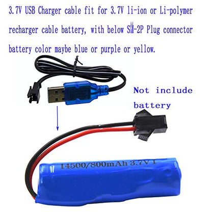 Blomiky 2 Pack 3.7V 0.5A Lithium Battery Charge Cable with SM-2P Black Plug for Some Kind of Mini RC Amphibious Stunt Car Boat Trucks 1S Li-ion and Li-Po Battery / 3.7V USB 2