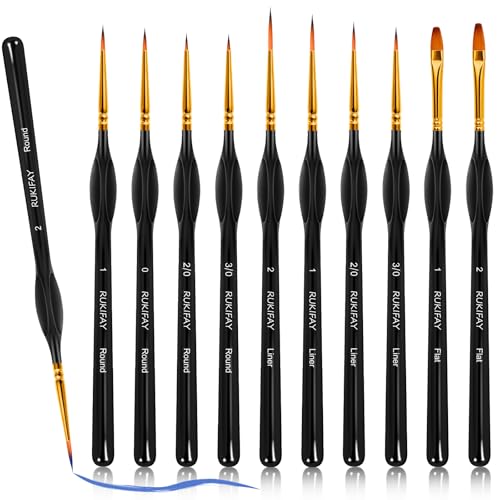 Paint Brushes Set Art Supplies, 11 PCS Miniature Paint Brushes for Acrylic Painting with Triangular Handles, Artist Brushes for Oil, Face Ceramics Model Detailing Watercolor Art Drawing Black