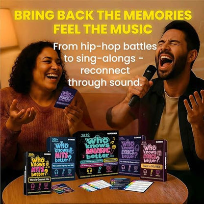 Quokka Party Games for Adults and Families - Ultimate Trivia Music Games | Who Knows Music Better? 1610 Music Game Questions – 4 Pack Box – Singing, Karaoke, Fun Music Challenge for 90s and 2000s Fans - color: Music Set