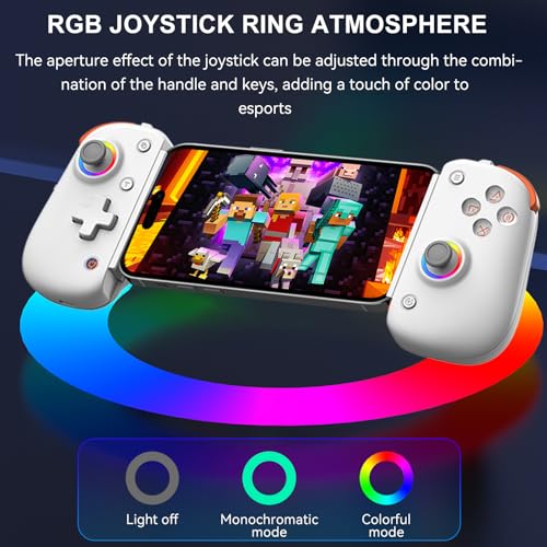 Mobile Gaming Controller for iPad/Tablet 13'', iPhone Controller with Hall Joysticks/Trigger/Turbo/Macro/7 Color RGB, Gamepad Joystick for Android/PC/Switch/PS4, Xbox/PS5 Streaming, Cloud Game, COD, iPhone 17/16 Controller