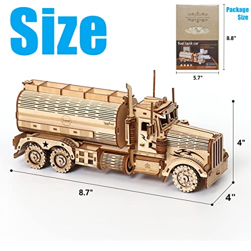 3D Wooden Puzzle - Wood Mechanical Tank Truck Model Kits - Coin Bank Crafts Model - Wooden STEM DIY Brain Teaser Puzzles, 3D Puzzle for Birthday Adults & Teens - style: Tank Truck