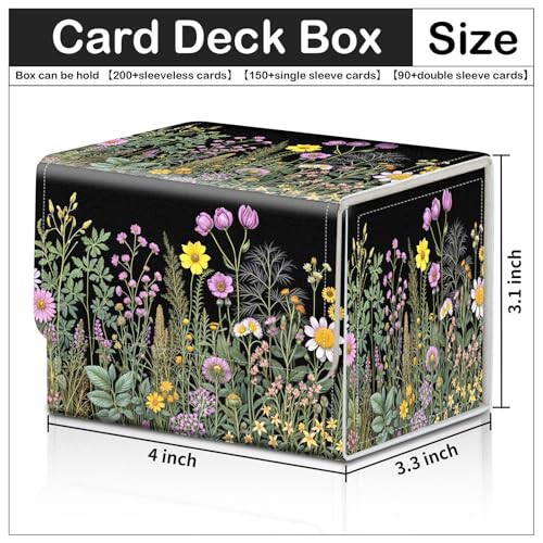 Card Deck Box for MTG Trading Cards with Magnetic Closure,Premium Card Storage Box Case Cover for TCG CCG Magic Cards,Natural Wildflowers - color: Natural Wildflowers