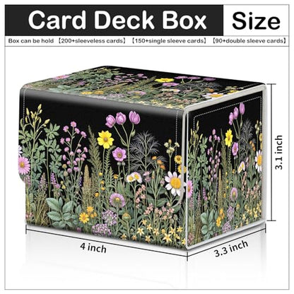 Card Deck Box for MTG Trading Cards with Magnetic Closure,Premium Card Storage Box Case Cover for TCG CCG Magic Cards,Natural Wildflowers - color: Natural Wildflowers