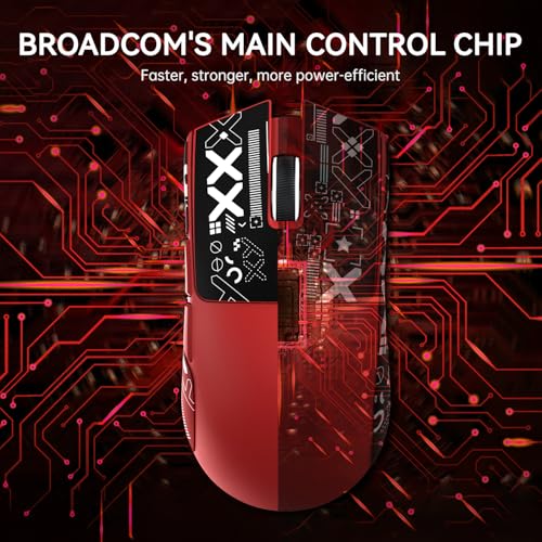 ATTACK SHARK X11 Wireless Gaming Mouse, PAW3311 Sensor, Lightweight, RGB Charging Dock, 22,000 DPI, Tri-Mode Connectivity, 5 Programmable Buttons, Grip Tape Included - Red - color: Red, size: Mouse and Anti-slip sticker