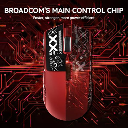 ATTACK SHARK X11 Wireless Gaming Mouse, PAW3311 Sensor, Lightweight, RGB Charging Dock, 22,000 DPI, Tri-Mode Connectivity, 5 Programmable Buttons, Grip Tape Included - Red - color: Red, size: Mouse and Anti-slip sticker
