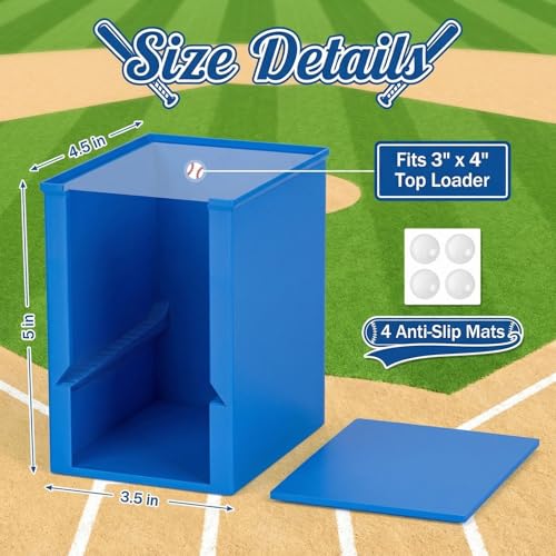 Toploader Dispenser & Penny Sleeve Holder - Dual Compartment Holds 250 Penny Sleeves & up to 50 Top Loaders, Stackable Card Storage Box with Dustproof Lid (Blue) - color: Blue