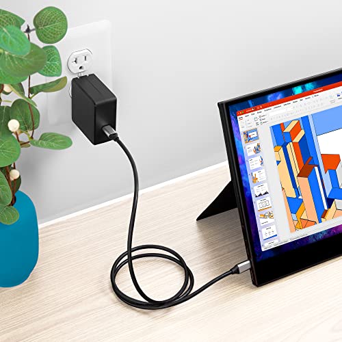 SideTrak USB-C® Wall Power Adapter, 45W Wall Charger with 4K Support, Compatible with SideTrak Portable Monitors and Other Devices, 5ft USB-C® to USB-C® Cord Included - style: Wall Power Cord