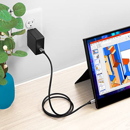 SideTrak USB-C® Wall Power Adapter, 45W Wall Charger with 4K Support, Compatible with SideTrak Portable Monitors and Other Devices, 5ft USB-C® to USB-C® Cord Included - style: Wall Power Cord