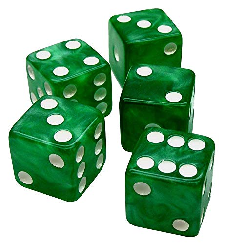 Cyber-Deals Set of 16mm Marbleized Dice and Black PU Leather, Velvet Lined Dice Cup with Storage Compartment (Gift Boxed) (Green Dice, Black Lining Cup) - color: Green Dice, Black Lining Cup