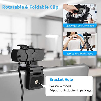 1080P HD Webcam with Microphone and Privacy Cover, USB Plug & Play Computer Camera, 120° Wide Angle Fixed Focus Web Camera for Video Conferencing, Online Learning, Streaming and Gaming