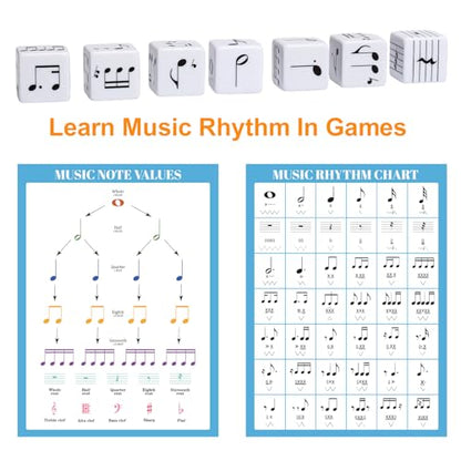 7Pcs Fun Music Beat Study Note Dice, Large 25mm Music Theory Dice, Includes 42 Basic and Advanced Beat Study Patterns for Theory Learning - color: Music Dice-7 Pcs