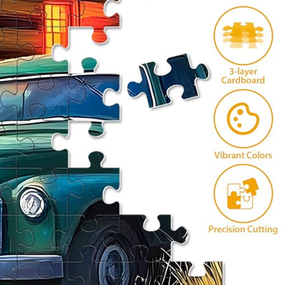 500 Piece Puzzle for Adults Puzzle Dog Duck Car Jigsaw Puzzle, Recycled Cardboar Jigsaw Puzzles 500 Pieces for Senior, Challenging Puzzles Family Birthday Party Toy Gift for Friends 20.5"x15" - style: Countryside