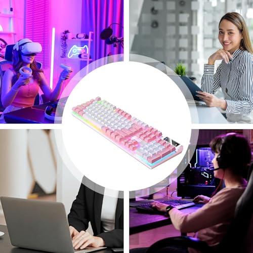 Mechanical Keyboard 104 Keys Full Size Standard Layout USB Wired PC Game | Mechanical Feel Game Keyboard Anti-Ghosting, N-Key Rollover, Full Size, RGB Backlit, Ergonomic, Spill-Resistant, for PC D - color: 1