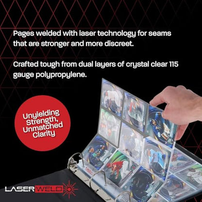 BCW LaserWeld 9 Pocket Pages - 50 Page Pack | Glass-Like Clear Flat Lay | Premium Ultra Flat and Clear Pocket Pages for Cards | Trading Card Binder Sleeves for Pokemon, MTG, Baseball, Basketball - style: 50 Pack