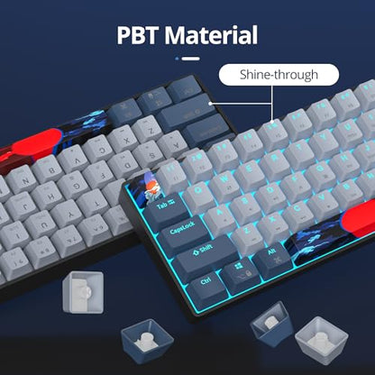 surmen 60% Wired Mechanical Gaming Keyboard, 61 Keys Backlit Ultra-Compact Mini Office Keyboard 60 Percent with Linear Red Switch for PC/Mac Gamer, Typist (61 Shark) - color: 61 Shark