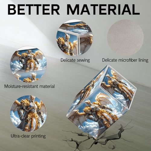 Trading Card Storage Box, Holds 100+ for MTG Cards, PU Leather with Magnetic Closure, Golden Winged Knight in Sky Fantasy Durable Deck Box for Magic the Gathering, Trading Card Games - color: Golden Winged Knight in Sky Fantasy