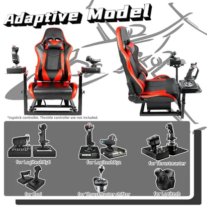 Dardoo Flight Game Cockpit With Redseat And Racing Simulator Mount, fits for Thrustmaster HOTAS WARTHOG, Not Included pedal, Throttle,Joystick