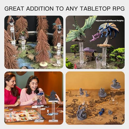 Kalami 2 Pcs Flying Miniatures Magnetic Combat Riser for DND with 2" Base | 3D Single Flyer Riser for TTRPGS and Board Games - size: 2 in-Magnetic