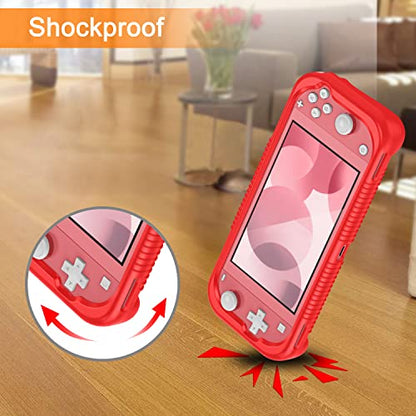 FINTIE Soft Silicone Protective Case for Nintendo Switch Lite 2019 | Ergonomic Grip, Anti-Slip, Shock-Absorption & Anti-Scratch, Lightweight Grip Case Cover, Red - color: Red