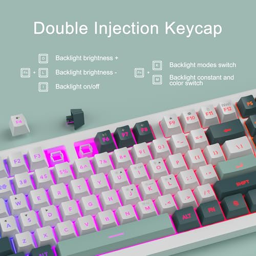 MageGee Creamy Keyboards,K2 Classic Keyboard Wired RGB Backlit 104 Keys Waterproof Ergonomic Keyboard,PC Keyboards for PC/loptop/MAC-Geeen - color: Green