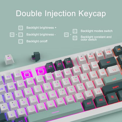 MageGee Creamy Keyboards,K2 Classic Keyboard Wired RGB Backlit 104 Keys Waterproof Ergonomic Keyboard,PC Keyboards for PC/loptop/MAC-Geeen - color: Green