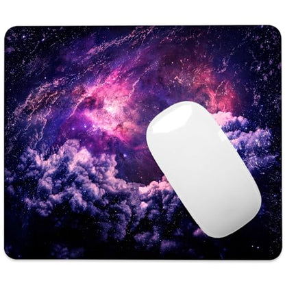 Dreamscape Galaxy Mouse Pad Square Mouse Mat Non-Slip Rubber Base Mousepad with Stitched Edge, Portable MousePads for Desk Computers Laptop Office, 9.5x8 Inches - color: Dreamscape Galaxy