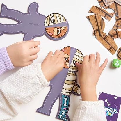 Miniland Monster-Creating Board Game for Kids +5, Comes with 48 Pieces, Challenge Cards and Dice, Develops Symmetry and Concepts of Left-Right | Monster Mix - color: Monster Mix