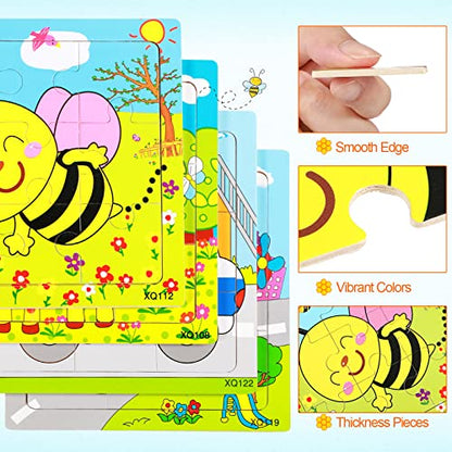 Yunsailing 40 Pack Wooden Puzzles for Kids Ages 3-5, Animals Jigsaw Puzzles for Toddlers Age 2-8, Preschool Educational and Learning Toys Gifts for Kids Children Birthday Party