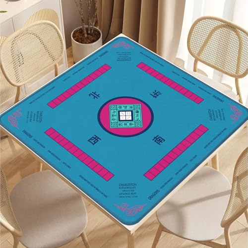 2F22E Mahjong Mat - Non-Slip Noise Reduction Gaming Mat 32.4x32.4 Inch for Mahjong/Poker/Board Games/Card Games/Dominoes (Blue-2) - color: Blue-2